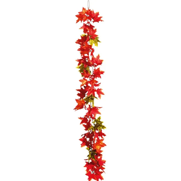 Herbstdeko | Girlanden & Ranken^DecoWoerner Ahorn-Blätterranke - Grün 180 Cm rot