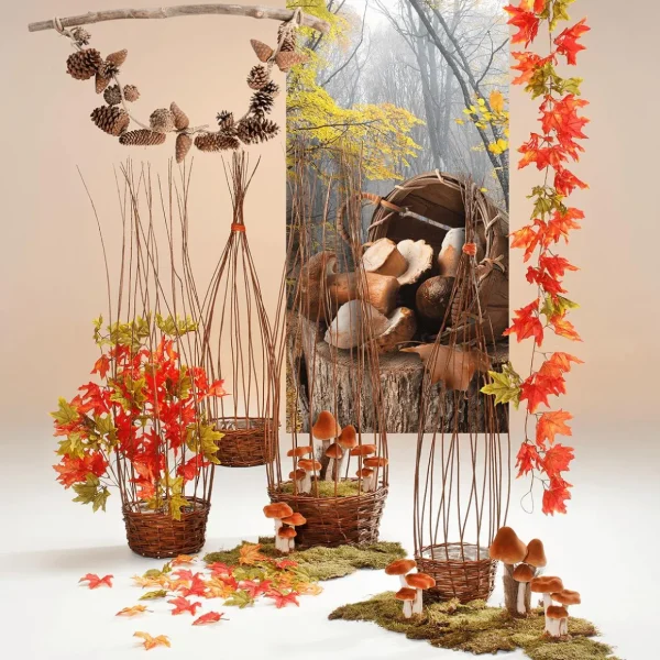 Herbstdeko | Girlanden & Ranken^DecoWoerner Ahorn-Blätterranke - Grün 180 Cm rot
