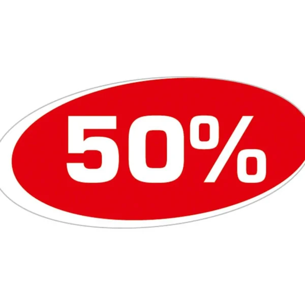 Verkaufsaktionen Bewerben^DecoWoerner Ankleber "50 %" mehrfarbig