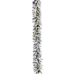 Weihnachtsgirlanden^DecoWoerner Beflockte Tannengirlande Mit LED IP 20, 270 Cm weiß