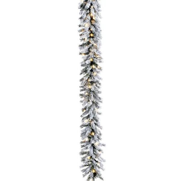 Weihnachtsgirlanden^DecoWoerner Beflockte Tannengirlande Mit LED IP 20, 270 Cm weiß