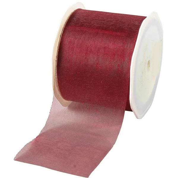 Geschenkband^DecoWoerner Chiffonband 70 Mm, 25 M, Bordeaux rot