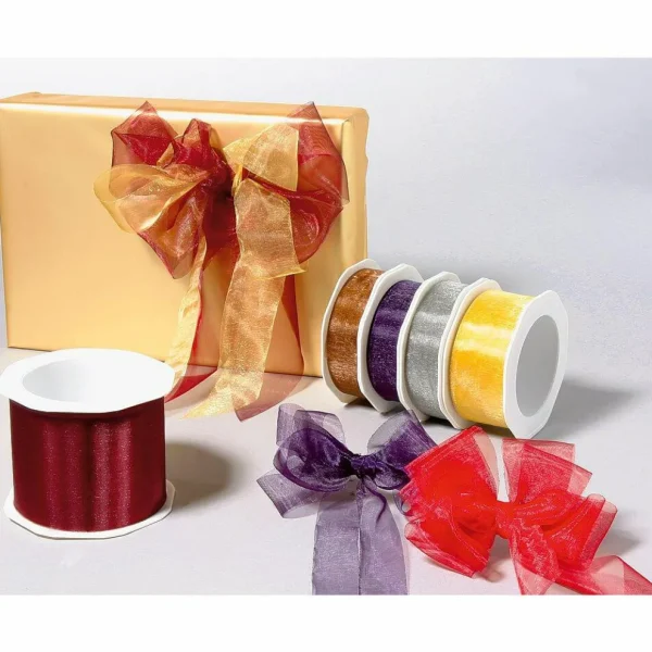 Geschenkband^DecoWoerner Chiffonband 70 Mm, 25 M, Bordeaux rot
