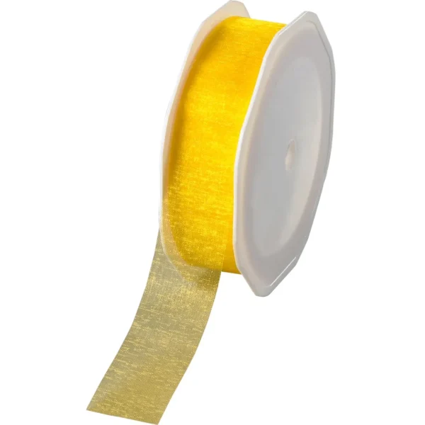 Geschenkband^DecoWoerner Chiffonband 25 Mm, 25 M, gelb