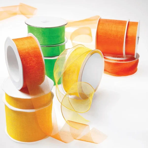 Geschenkband^DecoWoerner Chiffonband 25 Mm, 25 M, gelb