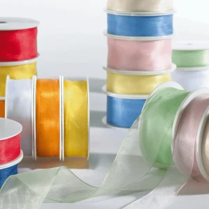 Geschenkband^DecoWoerner Chiffonband 25 Mm, 25 M, gelb