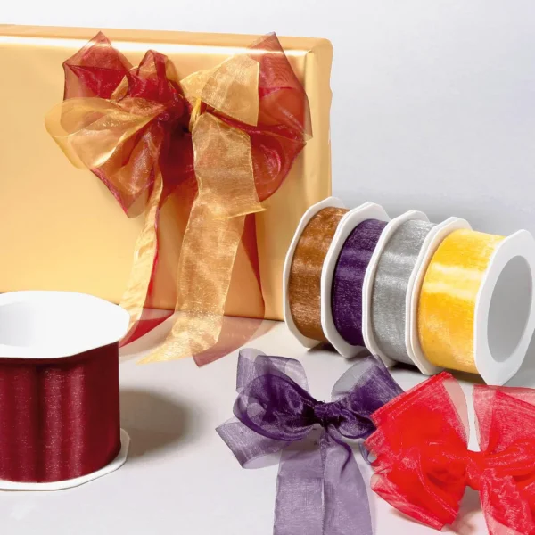 Geschenkband^DecoWoerner Chiffonband 25 Mm, 25 M, gelb
