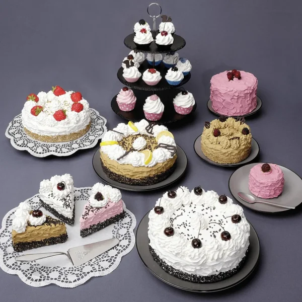 Brot & Kuchen^DecoWoerner Cupcakes Lebensmittel-Attrappe, 3 Stück rosa