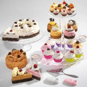 Brot & Kuchen^DecoWoerner Cupcakes Lebensmittel-Attrappe, 3 Stück rosa