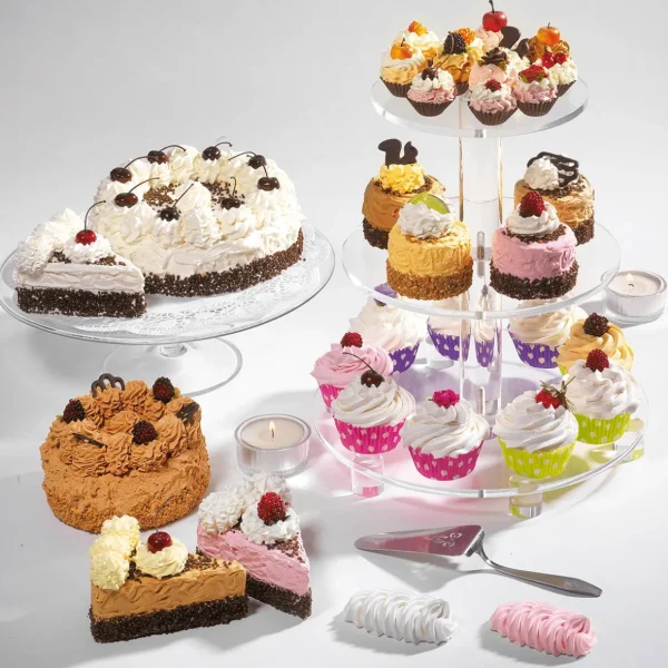 Brot & Kuchen^DecoWoerner Cupcakes Lebensmittel-Attrappe, 3 Stück rosa