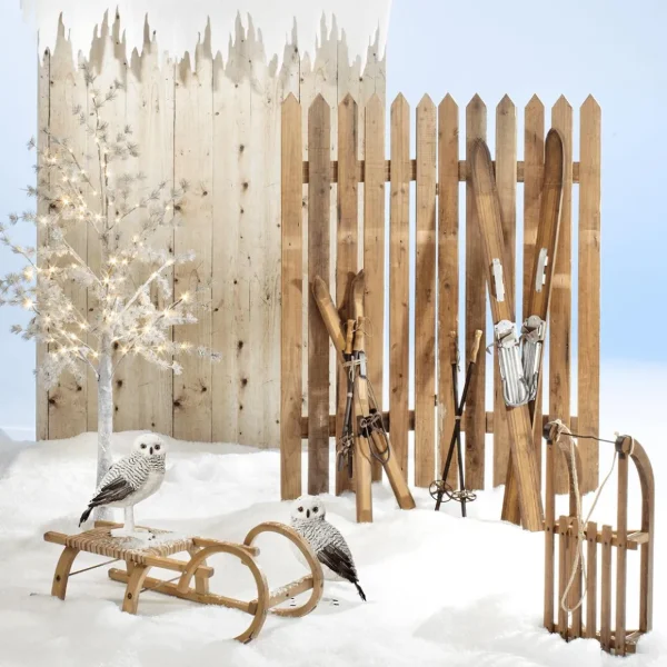 Winterdeko | Xxl Weihnachtsdeko^DecoWoerner Deko Ski Aus Holz, 140 Cm Lang Naturholz