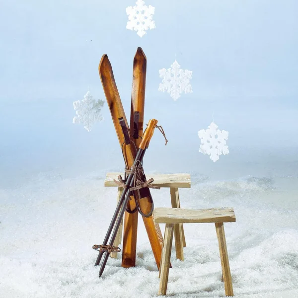 Winterdeko | Xxl Weihnachtsdeko^DecoWoerner Deko Ski Aus Holz, 140 Cm Lang Naturholz