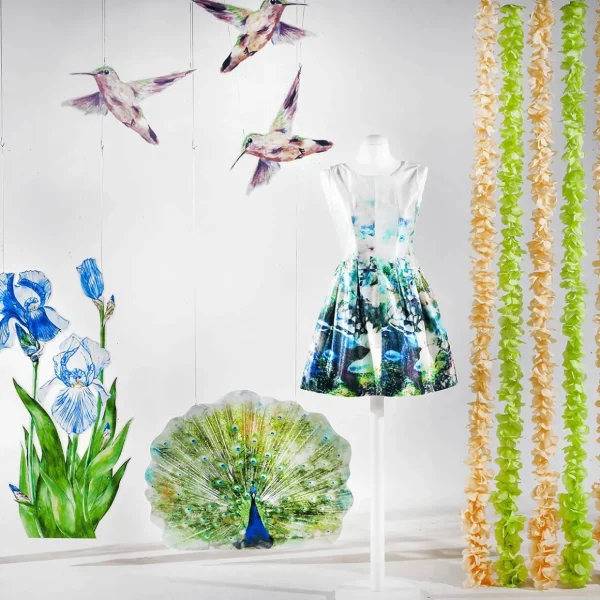 Dekotiere^DecoWoerner Display-Hänger "Pfau" 62 Cm Hoch grün