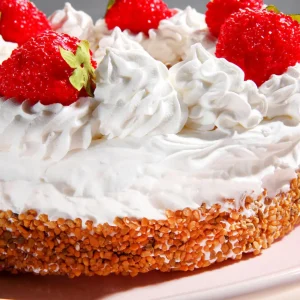 Brot & Kuchen^DecoWoerner Erdbeersahne Torte Lebensmittel-Attrappe rot