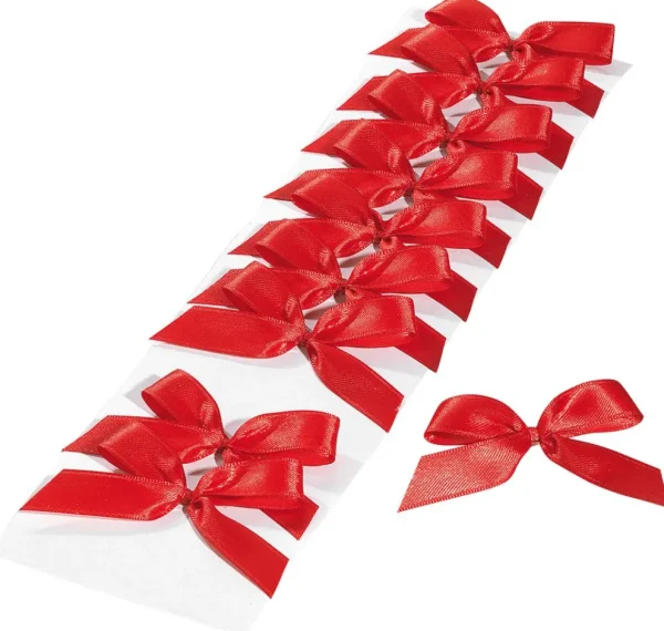 Geschenkschleifen^DecoWoerner Fertigschleifen Zum Kleben, 100 Stück rot