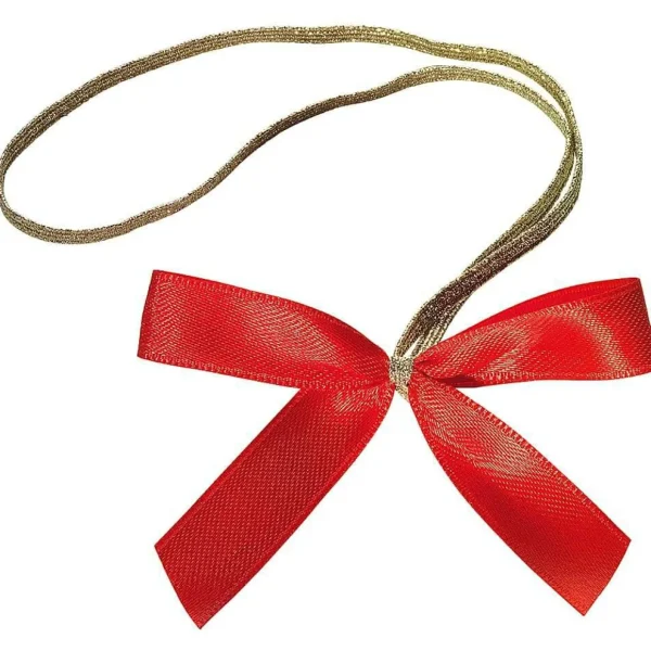 Geschenkschleifen^DecoWoerner Fertigschleifen /gold 40 Cm, 100 Stück rot