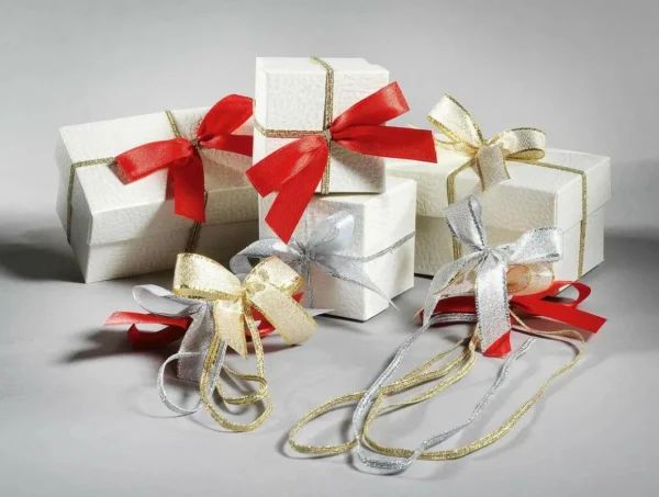 Geschenkschleifen^DecoWoerner Fertigschleifen /gold 40 Cm, 100 Stück rot