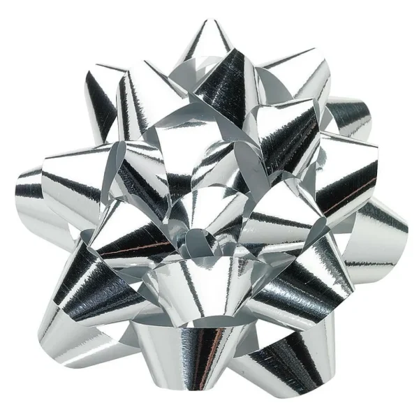 Geschenkschleifen^DecoWoerner Fertigschleifen Zum Kleben 10 Cm Ø, 25 Stück silber