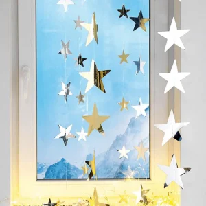 Weihnachtssterne^DecoWoerner Folien-Sternenkette 7 Cm Ø, 200 Cm, 3 Stück gold