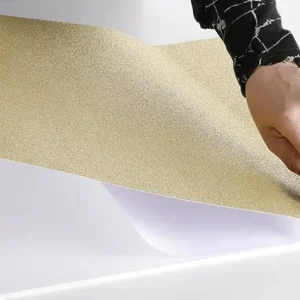 Lack- Dekor- & Stanzoptikfolien^DecoWoerner Glitzer-Folie Selbstklebend Champagner 50 Cm X 5 M Rolle gold