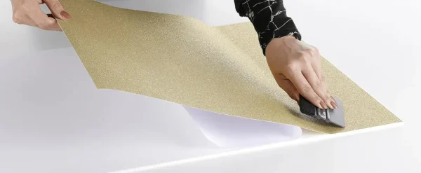 Lack- Dekor- & Stanzoptikfolien^DecoWoerner Glitzer-Folie Selbstklebend Champagner 50 Cm X 5 M Rolle gold