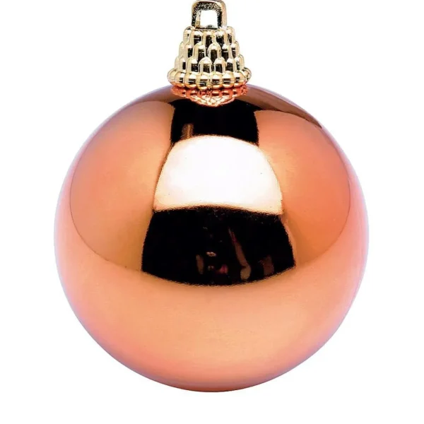 Weihnachtskugeln^DecoWoerner Glänzende, Kupfere Weihnachtskugeln Aus Plastik, 6 Cm Ø – 24 Stück rot