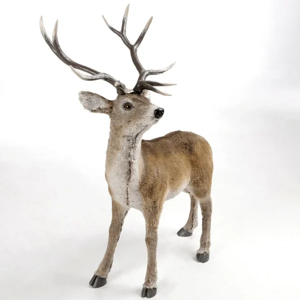 Dekotiere | Herbstdeko^DecoWoerner Hirsch Deko-Tier Mit Geweih 83 X 40 X 90 Cm (L X B X H) braun