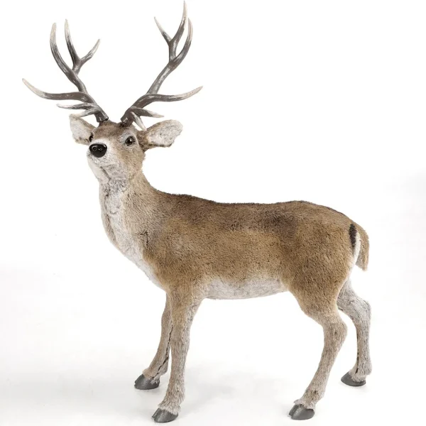 Dekotiere | Herbstdeko^DecoWoerner Hirsch Deko-Tier Mit Geweih 83 X 40 X 90 Cm (L X B X H) braun
