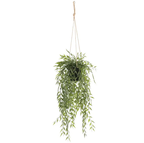 Hängepflanzen^DecoWoerner Hängende Bambus Ampel-Kunstpflanze 50 Cm grün