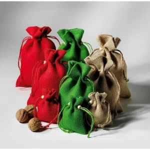 Geschenksäckchen^DecoWoerner Jutesäckchen, 18 Cm, 10 Stück rot