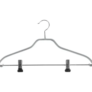 Kleiderbügel^DecoWoerner Kleiderbügel Mit Klammern Anti-Rutsch 40 Cm, , 1 Pack à 10 Stück silber