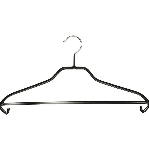 Kleiderbügel^DecoWoerner Kleiderbügel Mit Steg Anti-Rutsch 40 Cm, , 1 Pack à 10 Stück schwarz