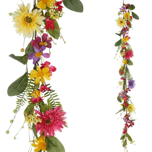 Girlanden & Ranken^DecoWoerner Künstliche Gerbera-Feldblumen-Girlande, 140 Cm mehrfarbig