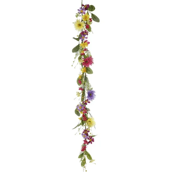 Girlanden & Ranken^DecoWoerner Künstliche Gerbera-Feldblumen-Girlande, 140 Cm mehrfarbig