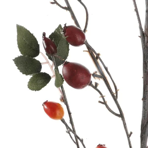 Äste & Zweige^DecoWoerner Künstlicher Hagebutten-Zweig 95 Cm Rot braun
