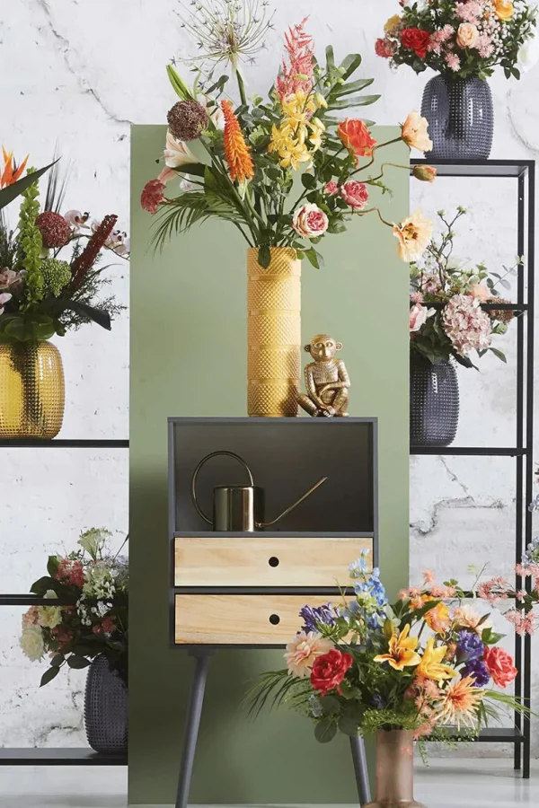Kunstblumen | Blumensträuße & Blumenkränze^DecoWoerner Künstlicher Mohn-Rosen-Lilien-Mix Blumenstrauß mehrfarbig