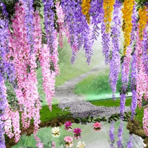 Frühlingsdeko | Äste & Zweige^DecoWoerner Künstlicher Zweig Wisteria Laburnum, 140 Cm, Lila blau