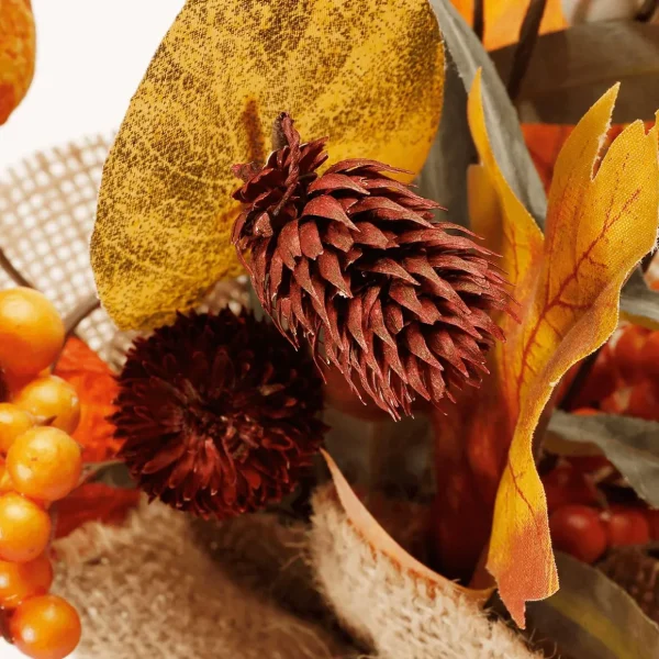 Herbstdeko | Blumensträuße & Blumenkränze^DecoWoerner Künstliches Herbst-Bündel Im Jutetopf 26 Cm -braun orange
