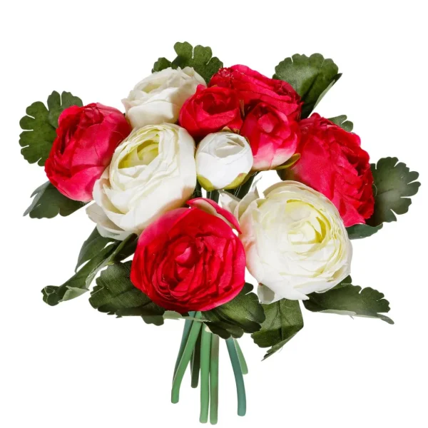Frühlingsdeko | Blumensträuße & Blumenkränze^DecoWoerner Kunstblumen Ranunkel-Blumenstrauß Rot-weiß 24 Cm rosa