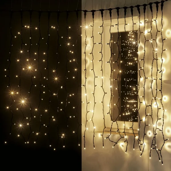 Weihnachtsbeleuchtung^DecoWoerner LED Blinkender Profi Lichtvorhang System IP67 200 Cm