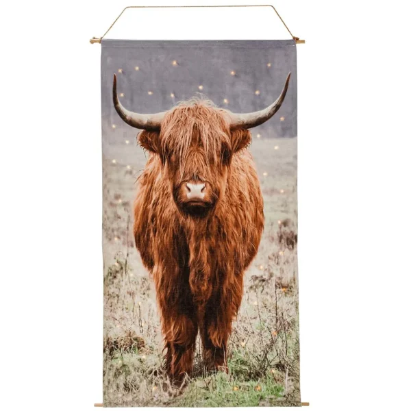 Herbstdeko | Themen-Banner^DecoWoerner LED Stoffbanner Kuh Auf Der Weide 60 X 110 Cm