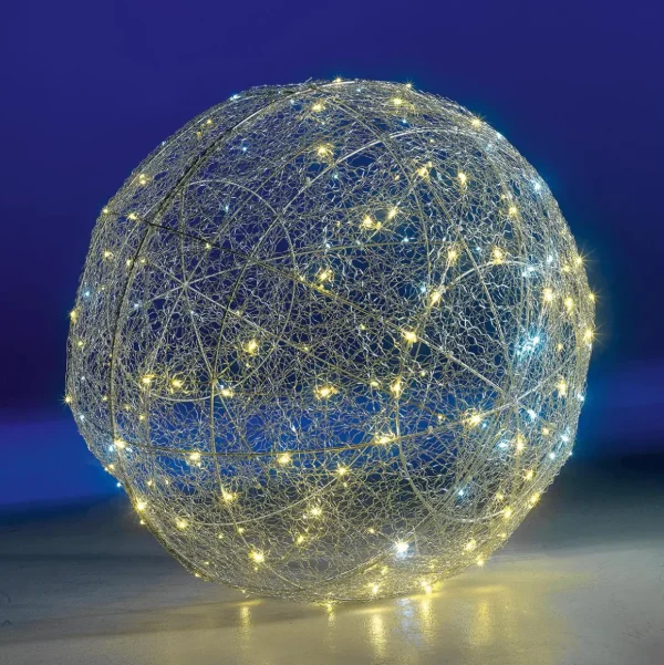 Xxl Weihnachtsdeko | Weihnachtsbeleuchtung^DecoWoerner LED-Draht-Leuchtkugel Blinkend 60 Cm Ø silber