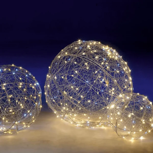 Xxl Weihnachtsdeko | Weihnachtsbeleuchtung^DecoWoerner LED-Draht-Leuchtkugel Blinkend 60 Cm Ø silber