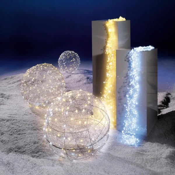 Xxl Weihnachtsdeko | Weihnachtsbeleuchtung^DecoWoerner LED-Draht-Leuchtkugel Blinkend 60 Cm Ø silber