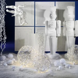 Xxl Weihnachtsdeko | Weihnachtsbeleuchtung^DecoWoerner LED-Draht-Leuchtkugel Blinkend 60 Cm Ø silber
