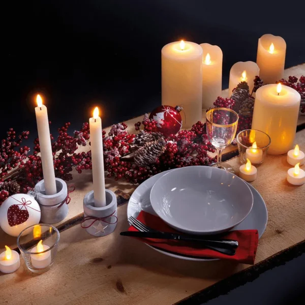 Deko-Licht^DecoWoerner LED-Echtwachs-Kerze 25 Cm Creme weiß