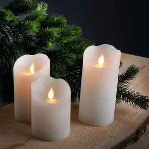 Deko-Licht^DecoWoerner LED-Wachskerze 7,5 X 10 Cm weiß
