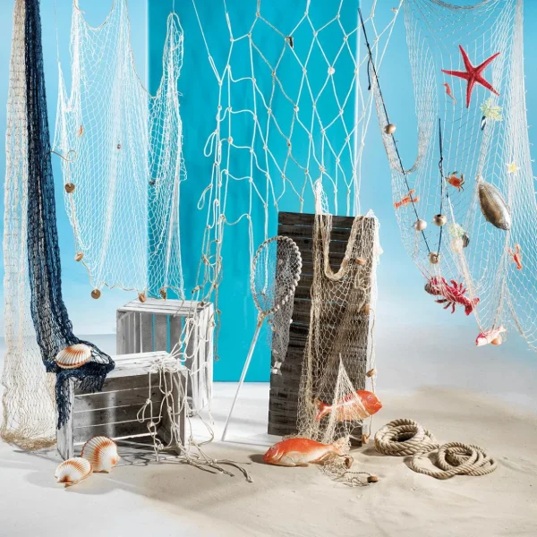 Sommerdeko | Fisch & Meeresfrüchte^DecoWoerner Maritimes Fischernetz Mit Meerestieren schwarz