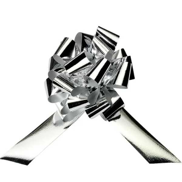 Geschenkschleifen^DecoWoerner Metallic-Ziehschleifen, 14 Cm Ø, , 50 Stück silber