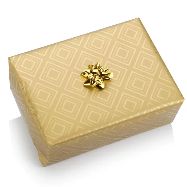 Geschenkpapier | Go Green - Nachhaltige Geschenkverpackung^DecoWoerner Nachhaltiges, enes Geschenkpapier Mit Glänzendem Geometrischen Muster – 50 M Geschenkpapier-Rolle gold